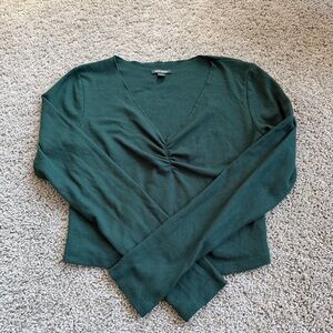 Wild Fable Hunter Green Waffle Knit Henley Long Sleeve Size Medium